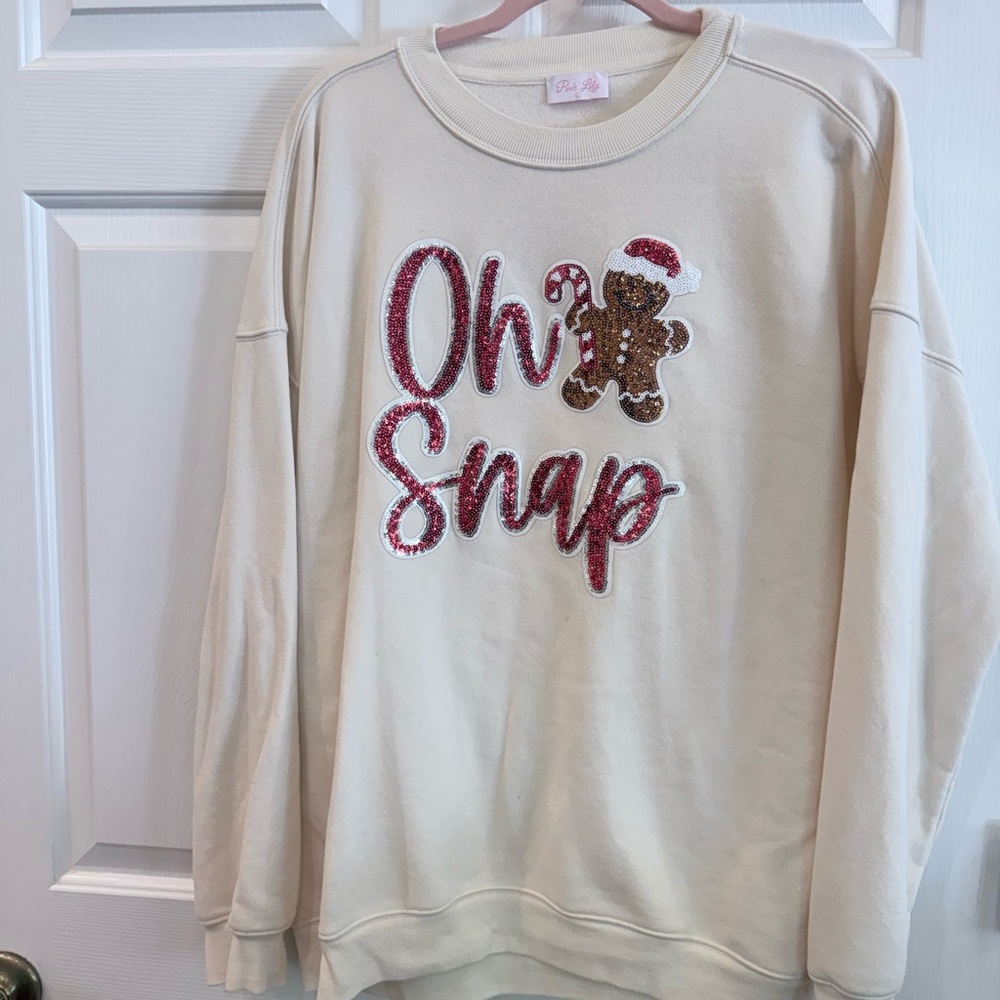 Pink Lily Cream Cozy Crewneck Sweatshirt
